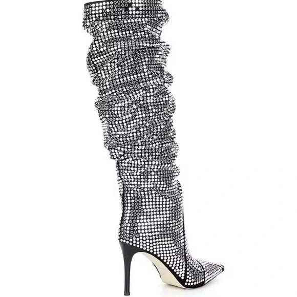 Michael Kors Dawn Silver studded Heeled Boots 7 - Picture 2 of 14